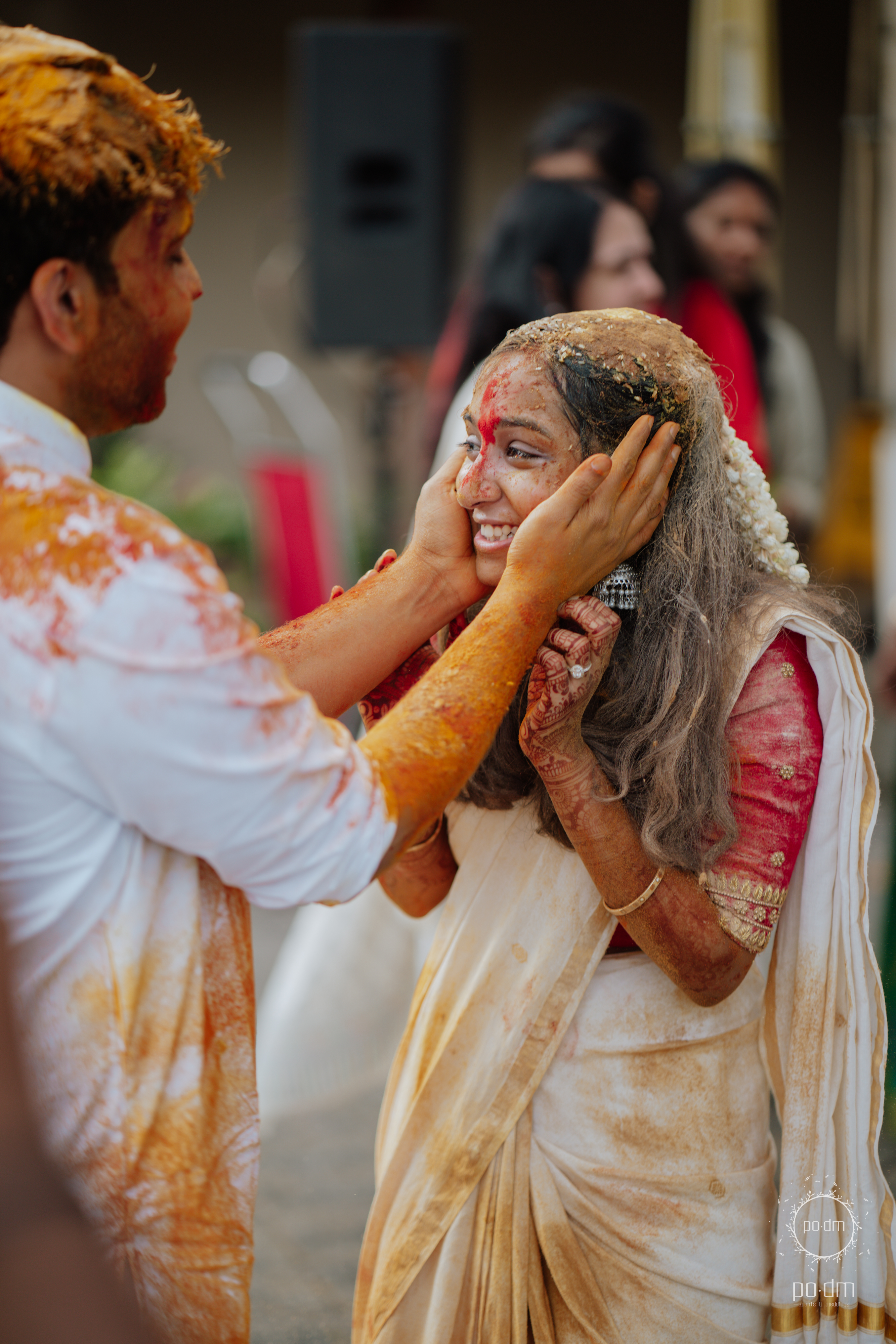 Wedding couple exchanging rings